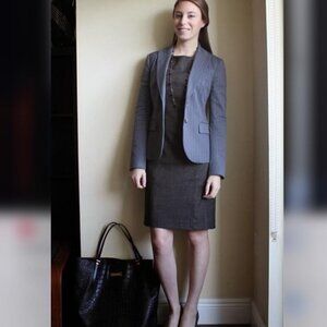 Express Pencil Knee Work Skirt Grey Small 4